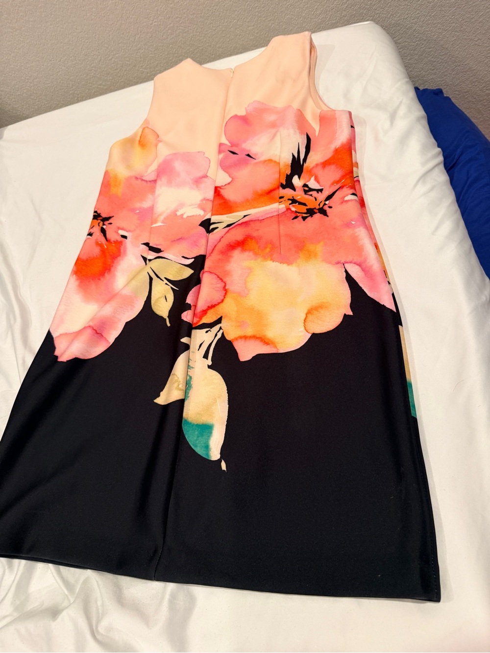 Calvin Klein Peach and Black Floral Midi Dress